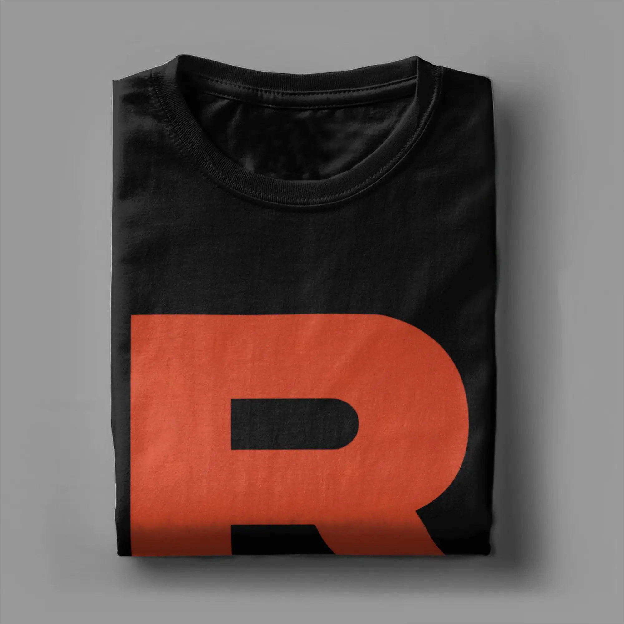 Vintage Team Rocket Logo T-Shirt Men Crewneck 100% Cotton T Shirt  Short Sleeve Tees Big Size Clothes
