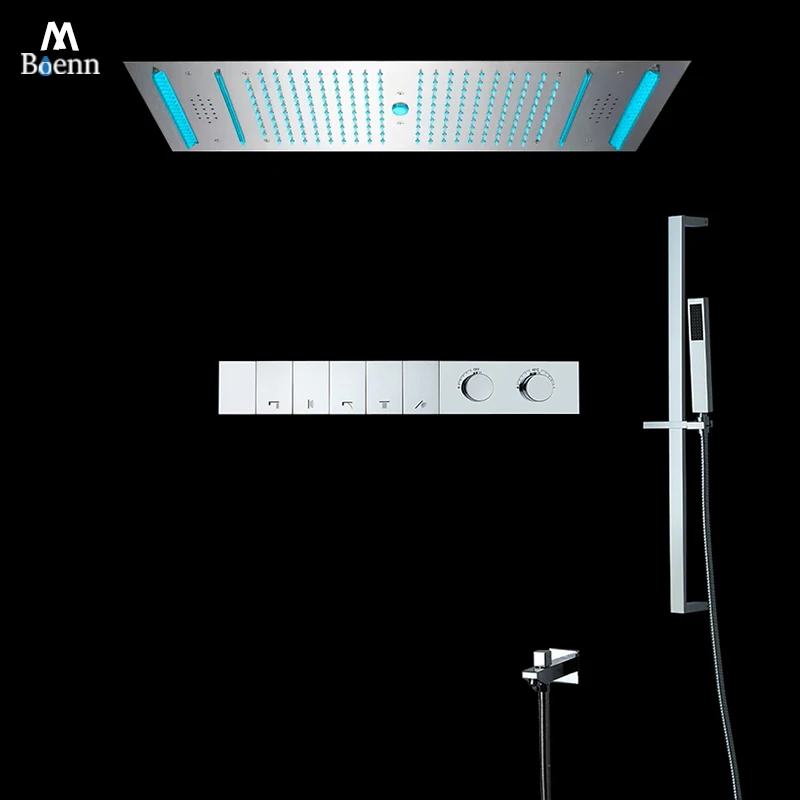 

M Boenn Emotional Appeal Пара Черная насадка для душа Смесители для ванной комнаты с дождевой насадкой Роскошная душевая система Набор Умный термостатический смеситель