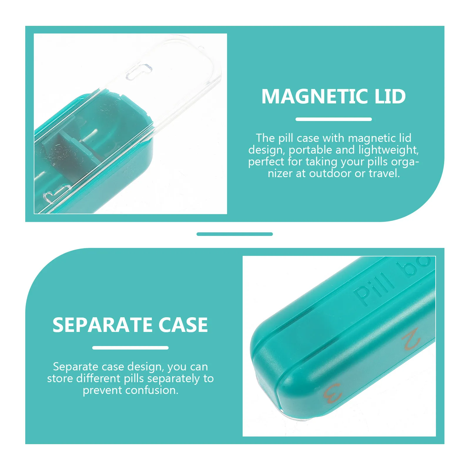 

Набор из 1 компактного еженедельного органайзера для лекарств, портативный контейнер для таблеток, удобный для путешествий, легкий, с крышкой, с большими отделениями