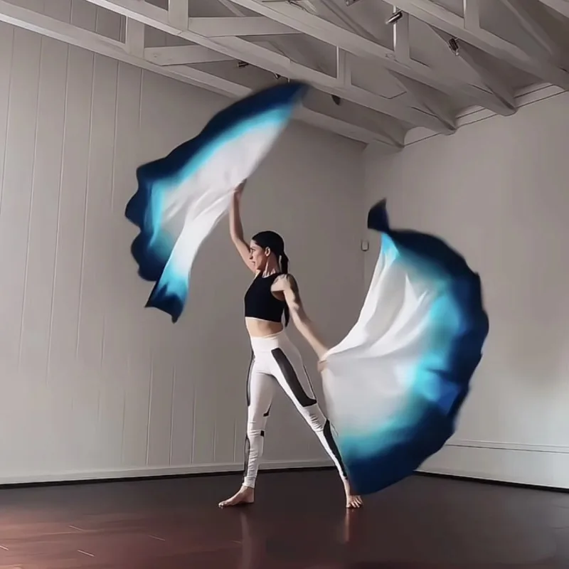 Flaga do tańca brzucha z gradientem, flaga chwalnicza, rekwizyt do ćwiczeń i występów, szarfa z wstążki dla kobiet, akcesoria do tańca grupowego