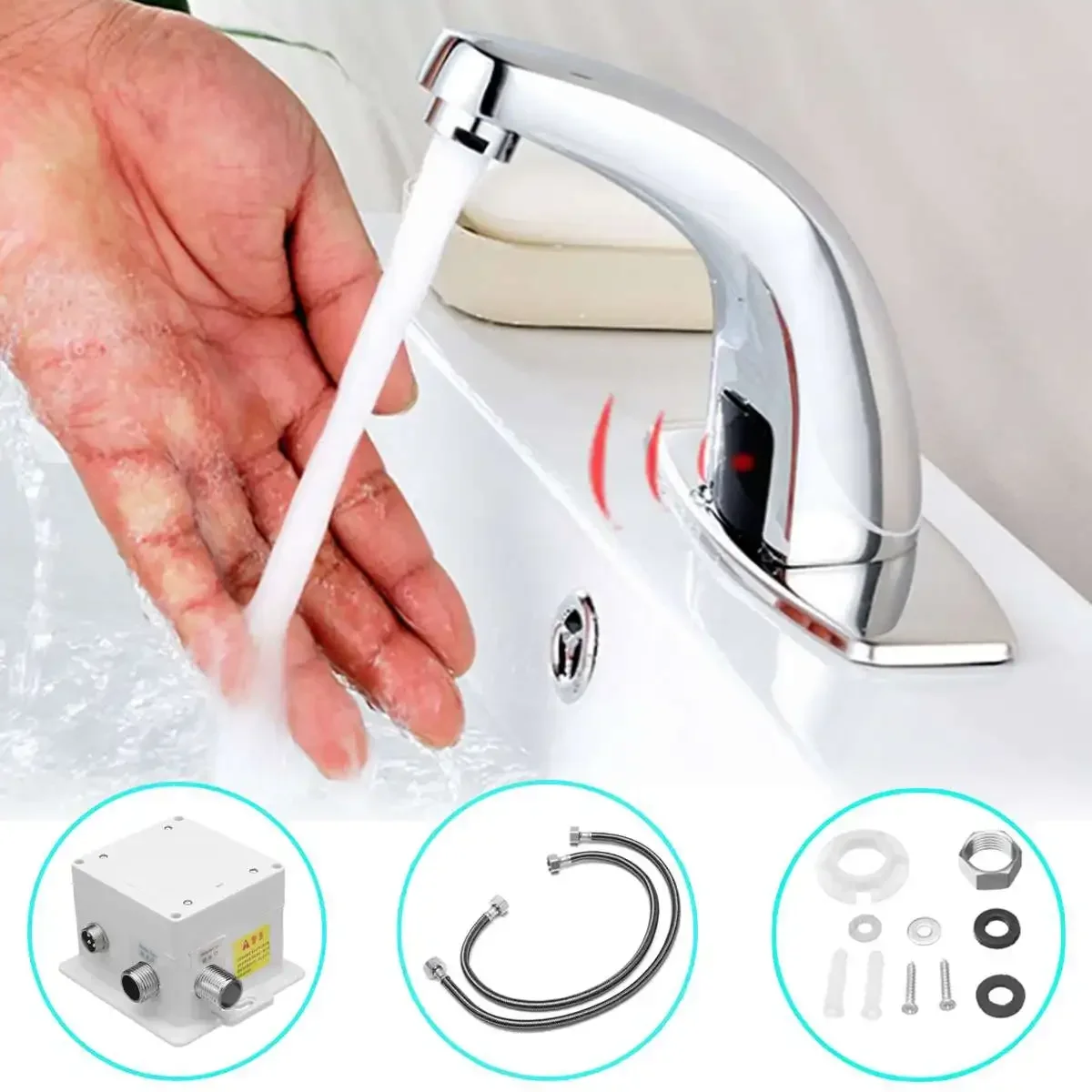 Only Cold Bathroom Automatic Touch Free Infrared Sensor Faucets Water Saving Inductive Electric Water Tap Mixer Power