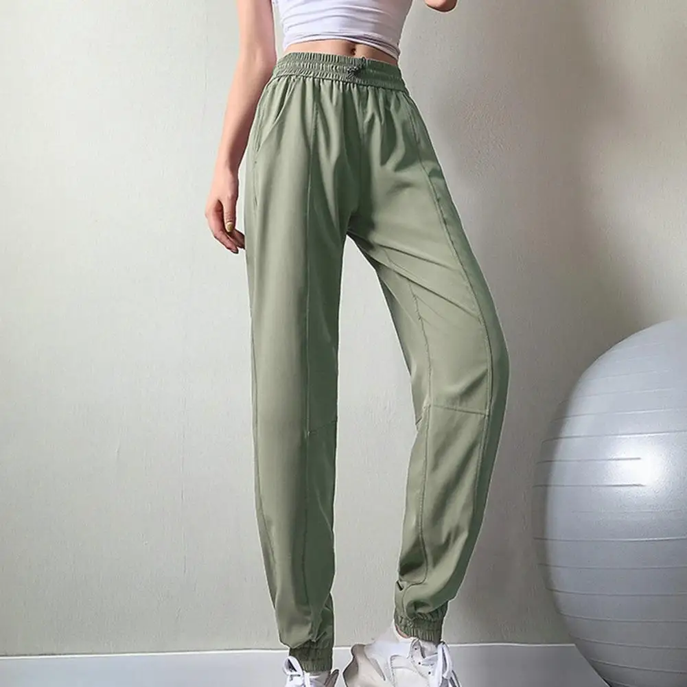 

Lady Sweatpants Quick Dry High Waist Sports Wear Drawstring Yoga Trousers Loose Deep Crotch Women Jogging Trousers For Exercise