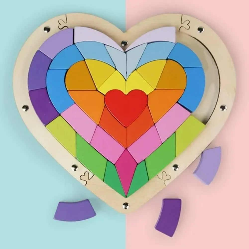 

Красочная деревянная головоломка в форме сердца, интерактивная деревянная настольная игра-головоломка, подарки на день Святого Валентина или день рождения для него или нее