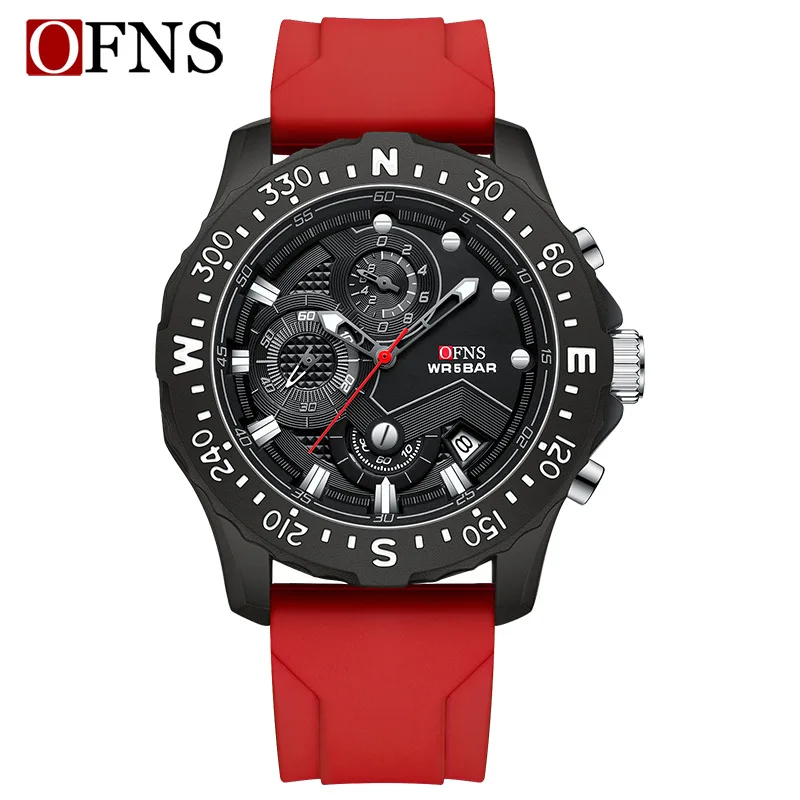 

Электронные кварцевые часы бренда OFNS, модные мужские часы с календарем, стильные водонепроницаемые часы для мужчин
