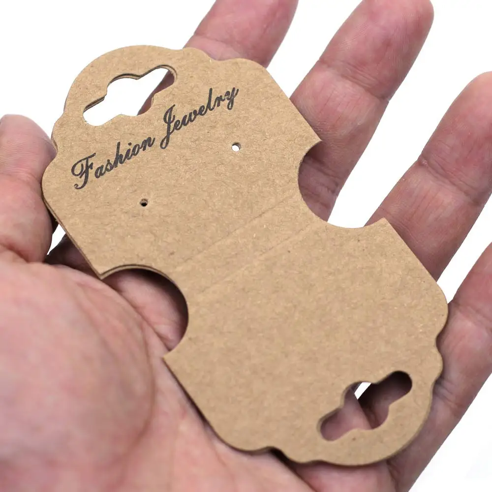 1000PCS Coffee Paper Foldable Necklace Earrings Jewelry Display Packing Cards Hanging Hole DIY Handicrafts Accessories
