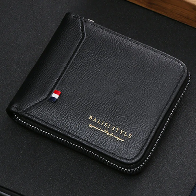 Vintage Multi-Function Men's Wallet Leather Short Coin Purse Fashion Zipper Card Holder Large Capacity Man Money Wallet