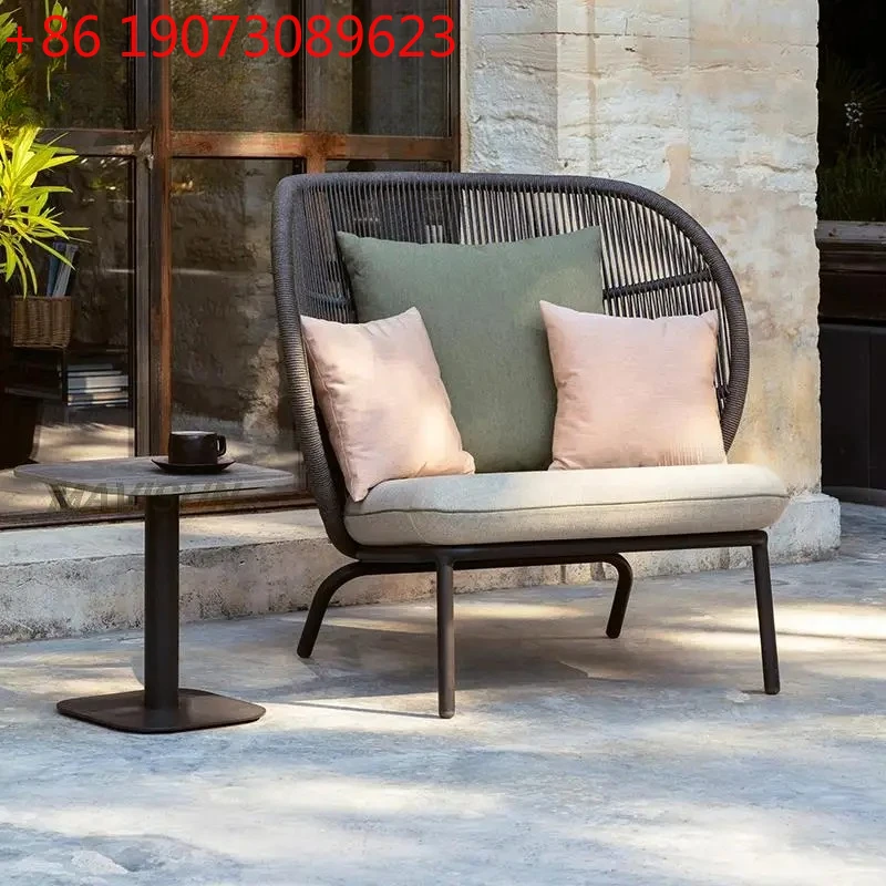 

Nordic Balcony Leisure Sofa Rattan Chair Woven Lazy Backrest Coffee
