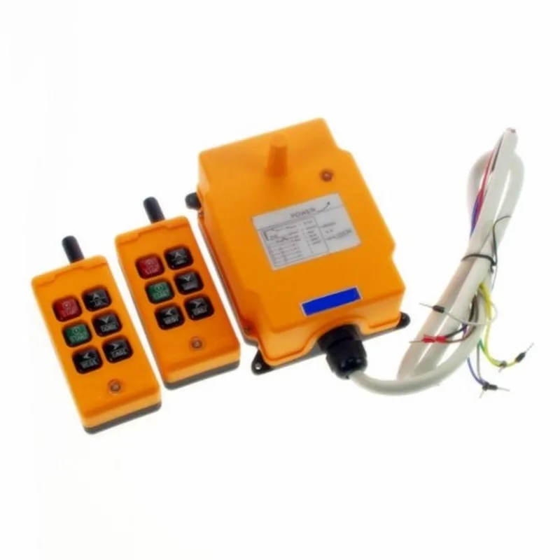 HS-6  6 Keys 1 Speed 2 Transmitter + 1 Receiver Hoist Industrial Wireless Crane Truck Remote Control Push Button Switch