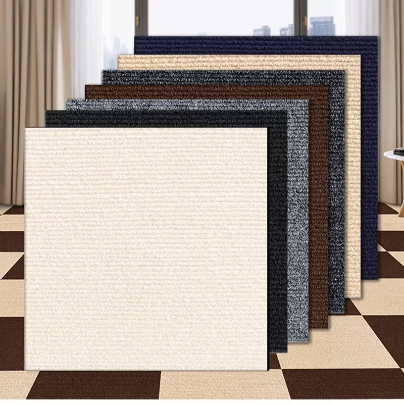30x30cm DIY Modern Carpet Self-adhesive Anti Slip Block Fully Spread Floor Mat Bedroom Study Office Can Be Cut