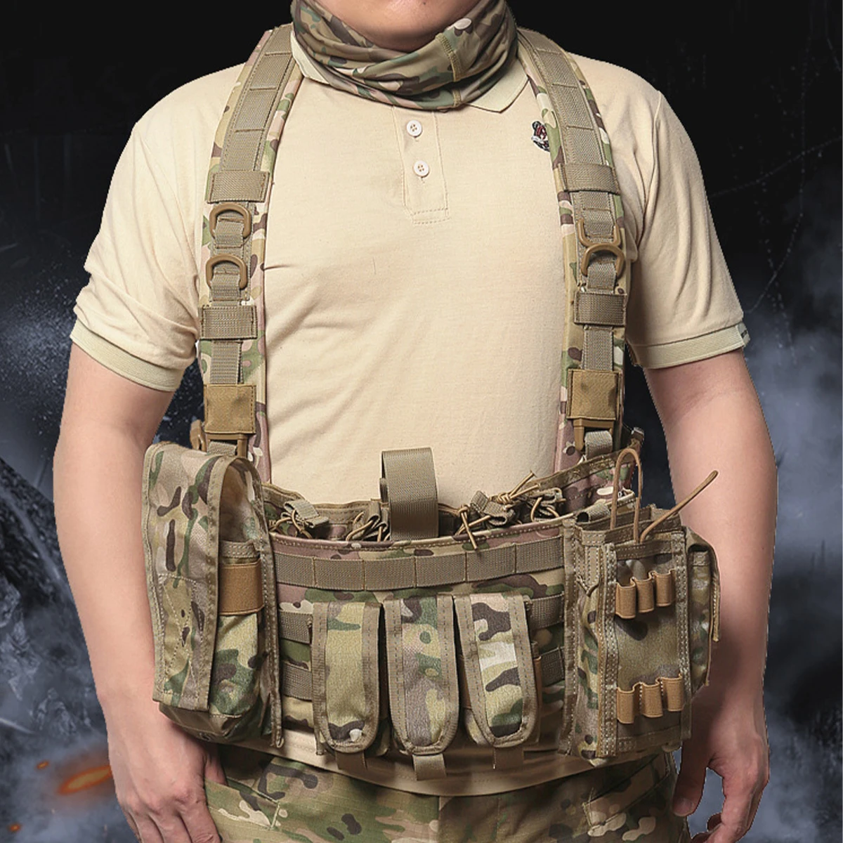 Combo Chest Rig Tactical Mag Vest Multifunctional Military Training Gear for Outdoor Sports Airsoft Shooting Field Operations 2