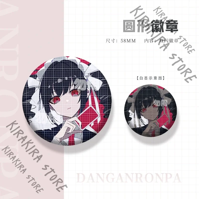 Danganronpa Yasuhiro Taeko Kaede Akamatsu Maizono Sayaka شارة فلاش مزدوجة صفيح شعار دبوس الصدر ديكور تميمة عالية الجودة