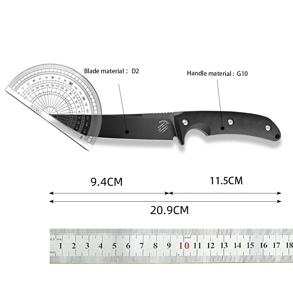 Sharp Portable BASTINELLI Fixed Hunting Knife D2 Blade G10 Handle with Sheath Military Knives Outdoor Barbecue EDC Tactical Tool