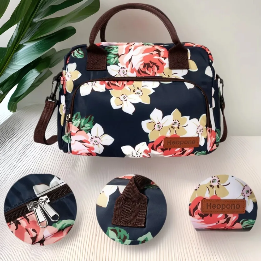 

Практичная портативная нейлоновая сумка для обедов, большая вместительная термосумка с цветочным принтом, 11 л, сумка для подгузников