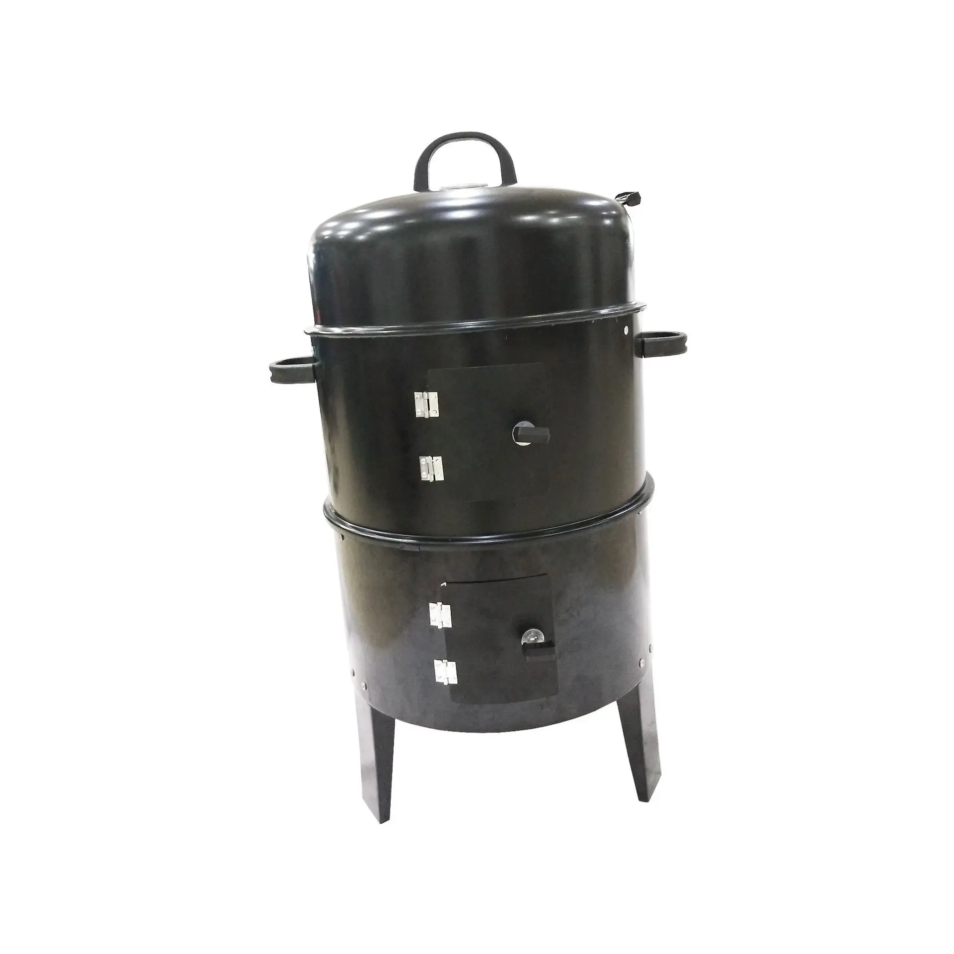 Charcoal smoker can be split and stacked to burn Round barbecue grill
