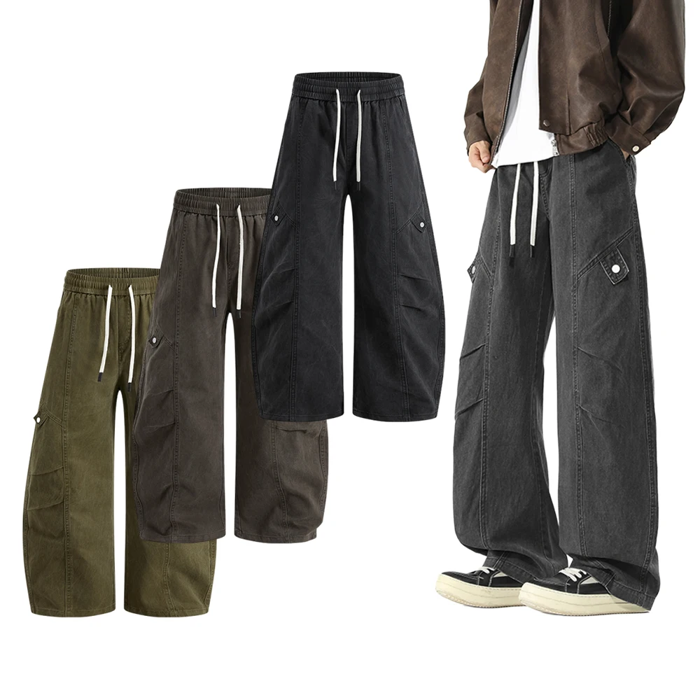 

Всесезонные рабочие брюки из чистого хлопка, американские уличные весенне-осенние брюки, мужские облегающие спортивные и повседневные брюки.
