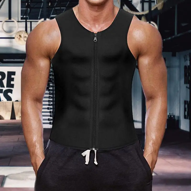 Men's Athletic Compression Vest Breathable Polyester Body Slimming Undershirt With Zipper Athletic Workout Shirts Sports Vest