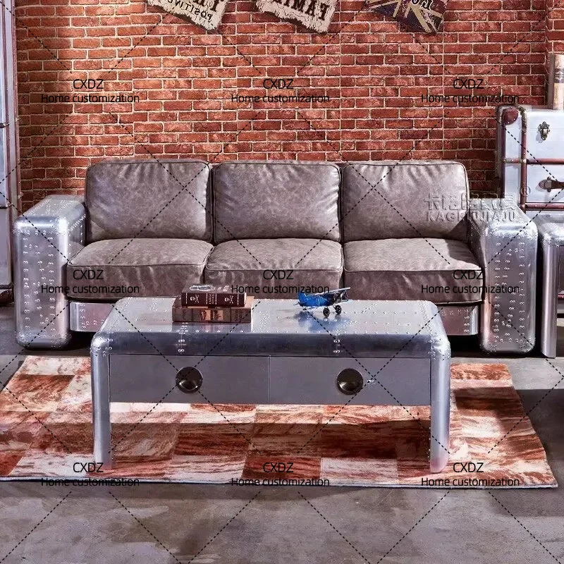 XXMedieval creative metal furniture aluminum leather sofa bar commercial