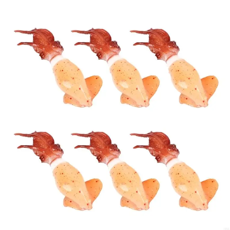 J0MC 6pcs Modelo calamar artificial Modelo simulación mariscos calcetines cocidos realistas