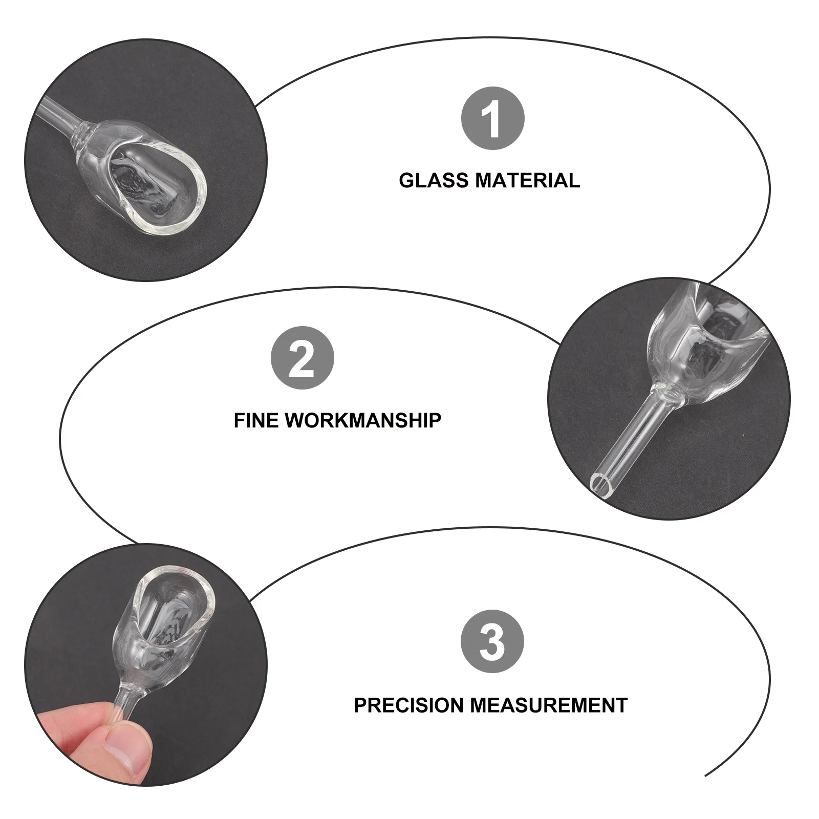 3Pcs Clear Glass Laboratory Weighing Boat Durable Lightweight Funnel for Lab Experiments Accurate Measurement Non-Stick Surface