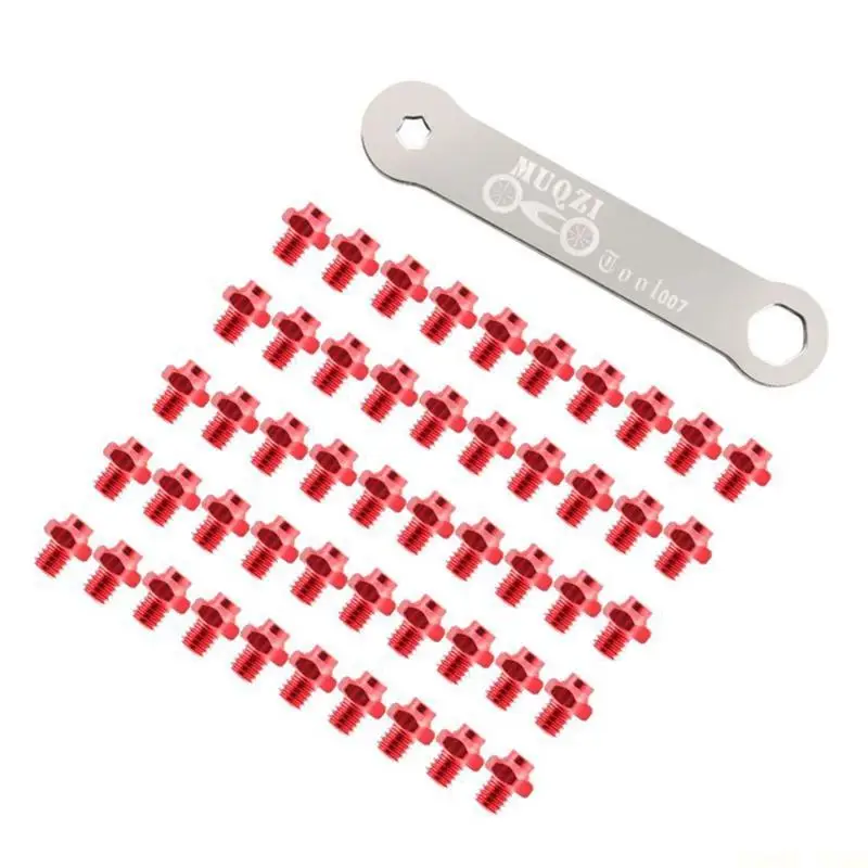 

U2JB 50Pcs Hexagonal Bike Pedal Studs Nonslip Threaded Spikes For Cycling Enthusiasts