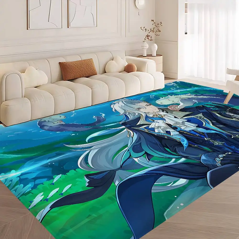 Genshin Impact Neuvillette Hallway Carpet Washable Non-Slip Living Room Sofa Chairs Area Mat Kitchen Doormat Area Rug