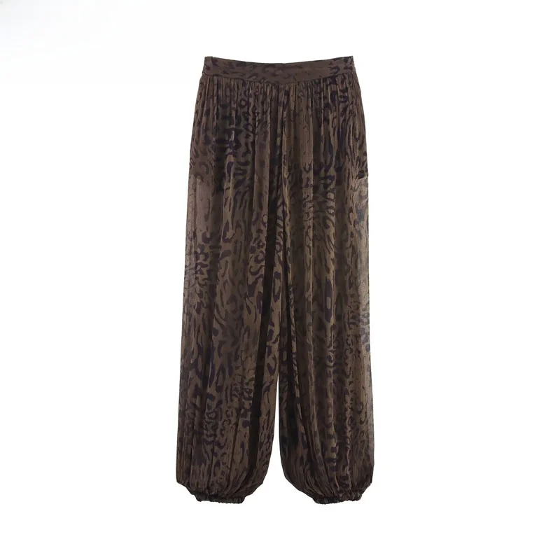Casual Comfortable Breathable Polyester Fiber l Waist Pant Autumn New Faion Women's Animal Print Lantern Pants