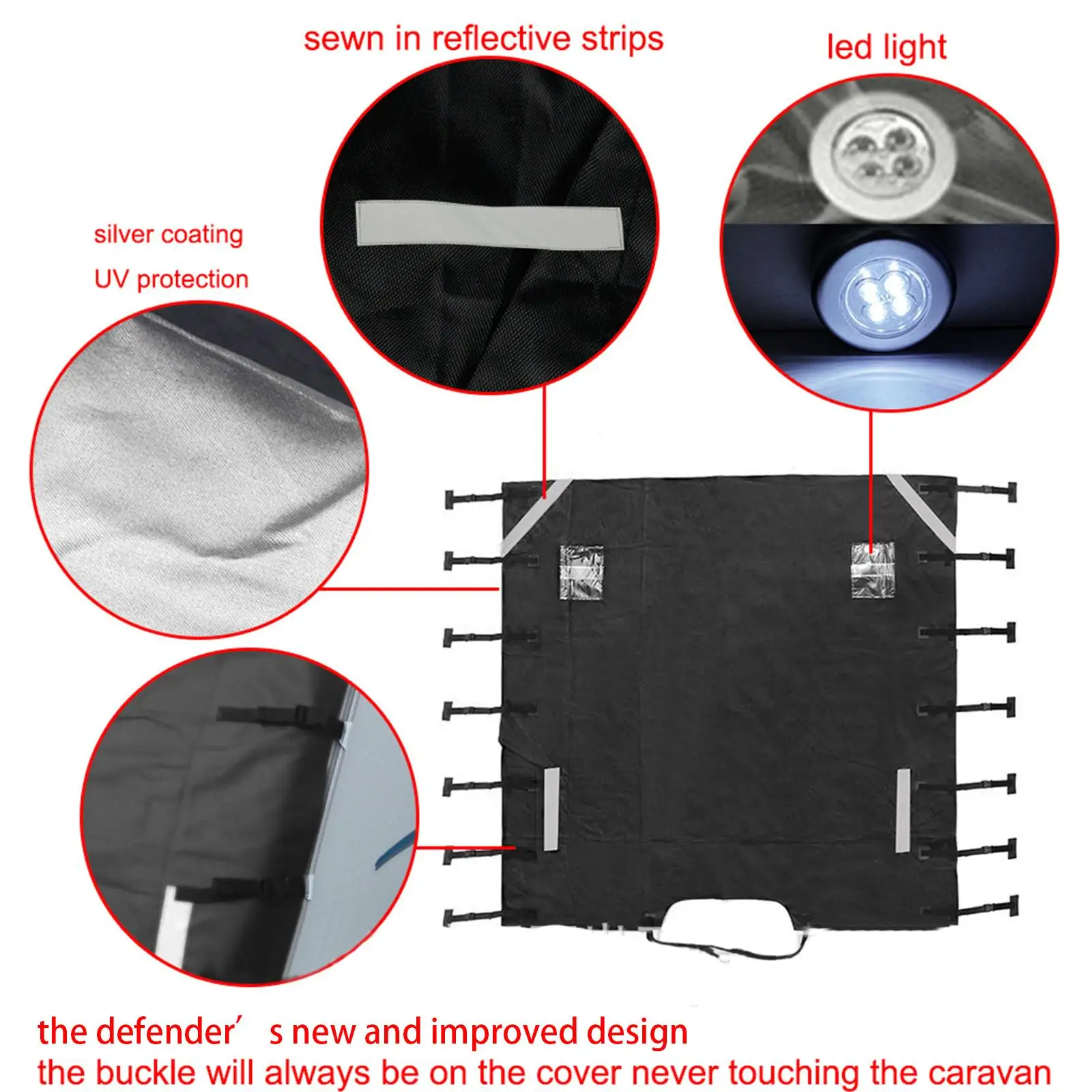 

Waterproof Front Towing Cover Chip Protector with Led Guards Lights,