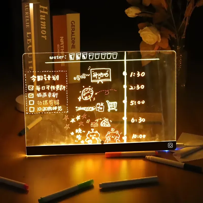 3D Custom Acrylic Night Light Message Board LED Note Board Writable DIY Paintable Rewritable Lamp for Home Decor Batch Order
