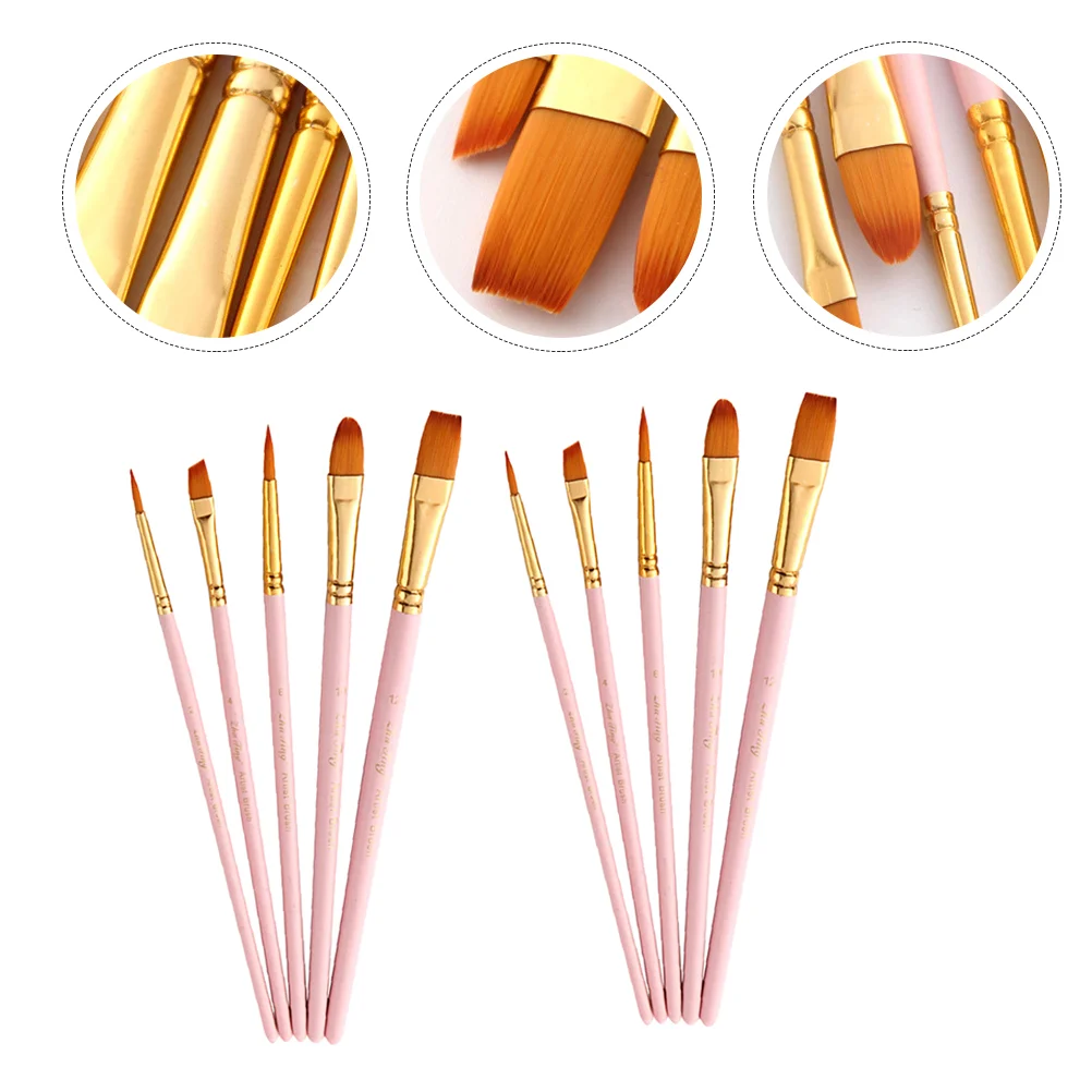 

10 Pcs Oil Paintbrush Set for Watercolor Professional Artist Painting Gouache Nylon