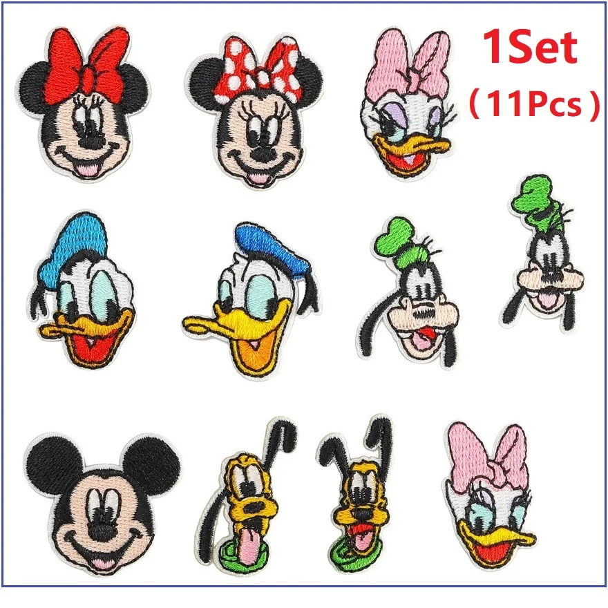 8/11Pcs Disney Mickey Mouse Minnie Donald Duck Winnie the Pooh Iron on Embroidered Patch Fabric DIY Child Clothes Hat Applique