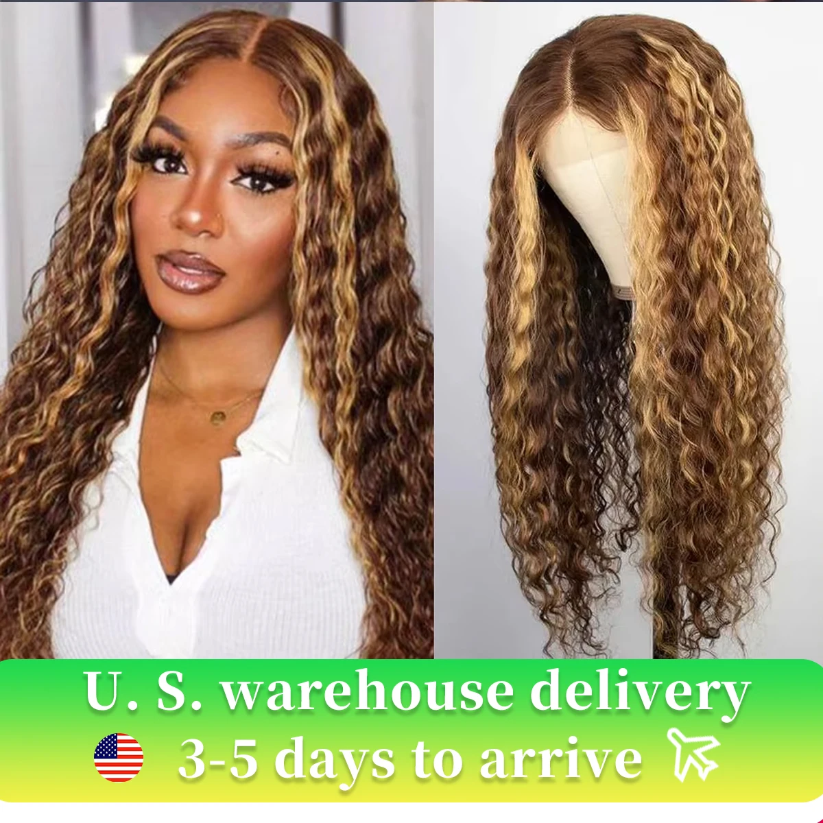 4/27 Highlight Ombre Curly 13x6 Glueless Wig Human Hair Ready To Wear Bleached Knots Deep Wave Wig 13x4 Lace Front Pre Cut