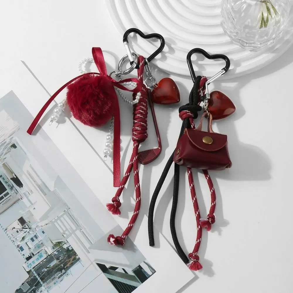 New Woven Rope Bow Keychain DIY Sweet Pendant Heart Bag Keyrings