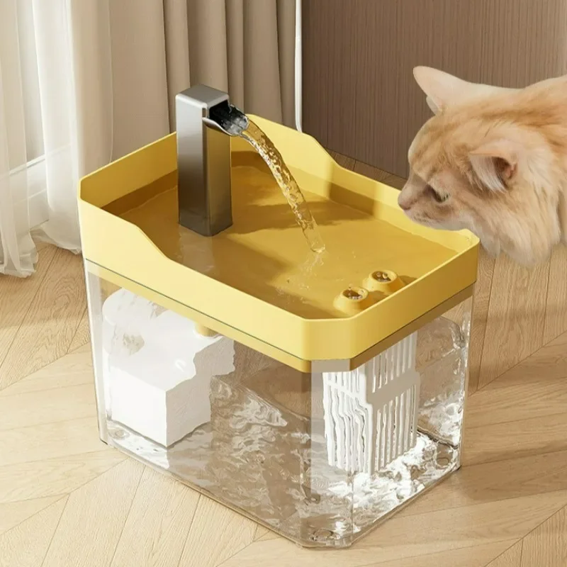 Pet Cat Water Fountain Auto Filter Transparent Cat Drinker USB Anti-Dry Burning Recirculate Filtering Water Dispenser with Pump