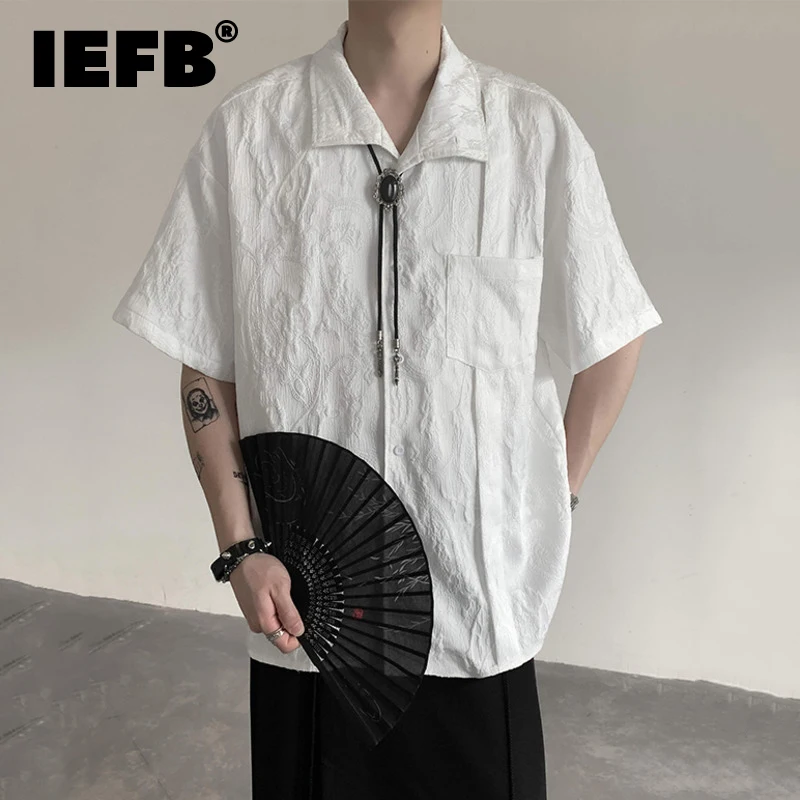

IEFB New Niche Style Casual Men's Shirts Loose Solid Color Turn-down Collar Short Sleeve Male Tops Trend Summer 2024 9C6131