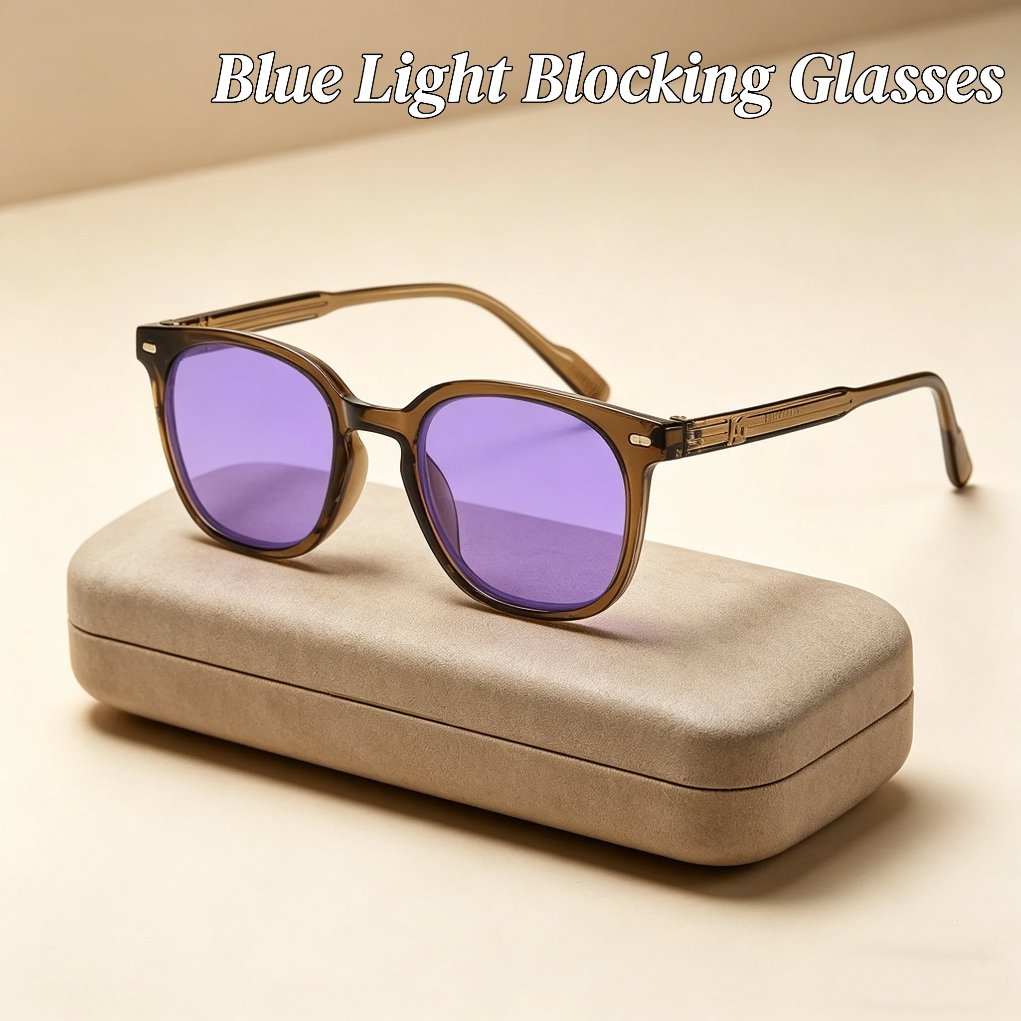 

Men Watch Mobile Phones and Computers Blue Light Blocking Glasses Fashion PC Frame Goggles Trendy Tea/Purple/Blue Lens Eyewear