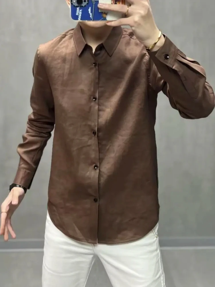 

Высококачественная мужская рубашка с длинным рукавом, модная, новинка, весна-осень, универсальная, легкая, с ощущением роскоши