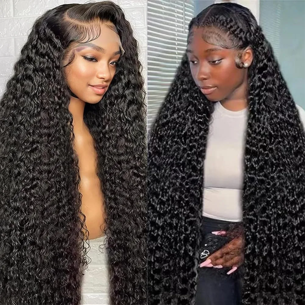 

40-дюймовые парики из натуральных волос с глубокой волной и кружевной передней частью 13x4 для чернокожих женщин, плотность 200%, парик из натуральных волос с прозрачным кружевом 13x6 HD.