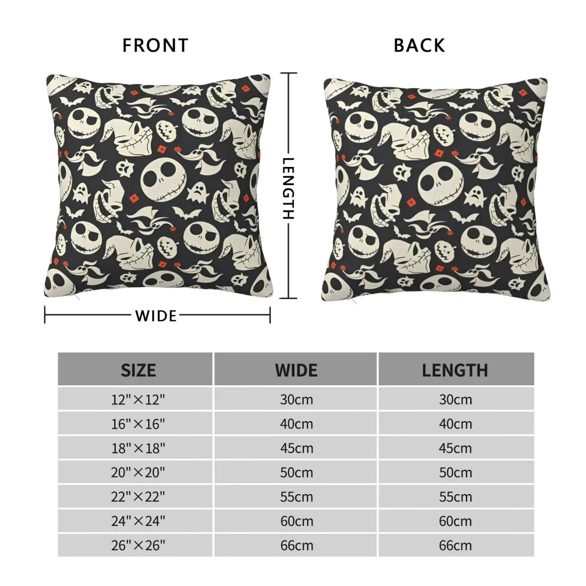 كابوس قبل عيد الميلاد والهالوين كيس وسادة مربع غطاء الوسادة انغلق غطاء وسادة رمية مزخرفة للمنزل #6