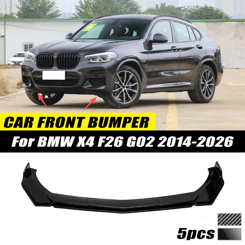 For BMW X4 F26 G02 2014-2026 Front Bumper Lip Front Guard Spoiler High-quality ABS Material Body Kit Front Lip Accessory