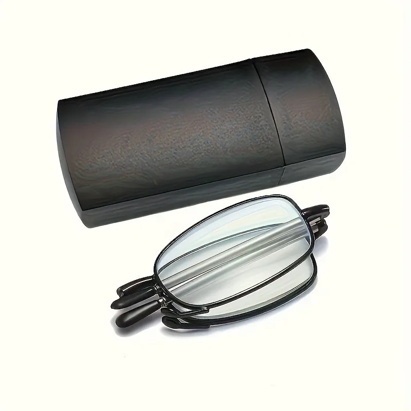 Tragbare Lesebrille mit 1 bis + 4,0 Vergrößerung, quadratisches Vollformat-Design mit kompakter Hartschalenbox