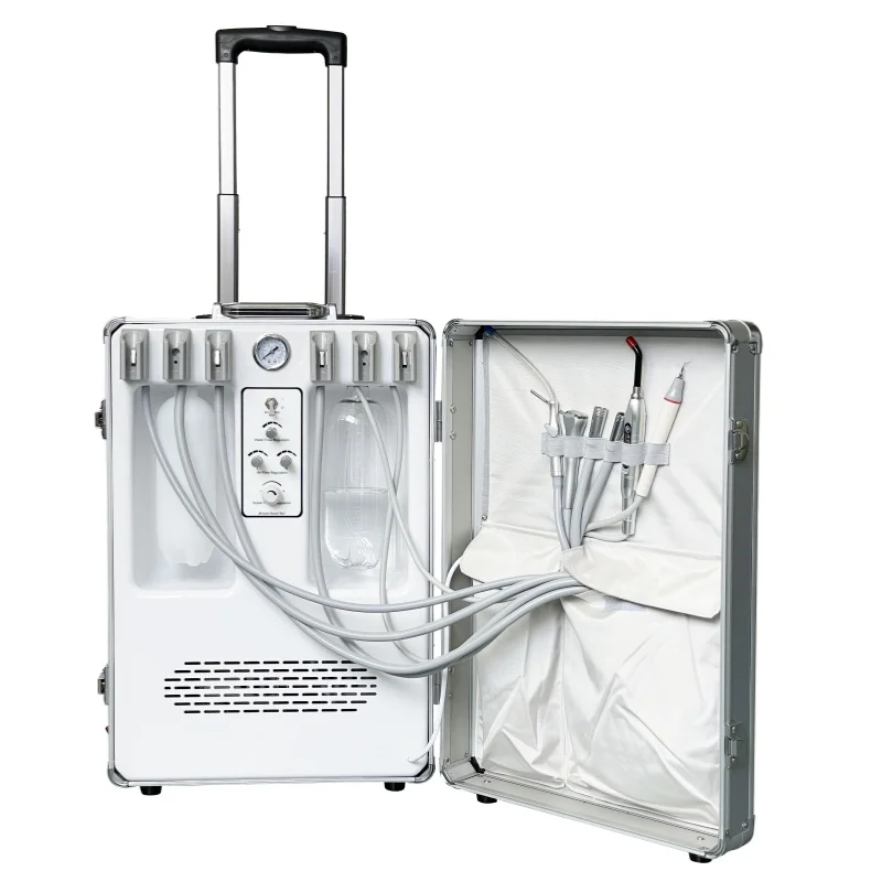 Dental Portable Treatment Unit With Tooth Scaler And Curing Light Handpiece Vet Use Mobile Dental Therapy Case