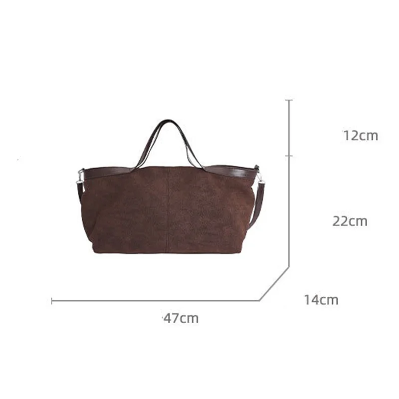 Große Umhängetasche mit Struktur, mattiertem Finish und Reißverschluss, Schultertasche, einfarbig, weiches, mattes Wildleder, Boston-Tasche, schlichter Stil. – Detail 30
