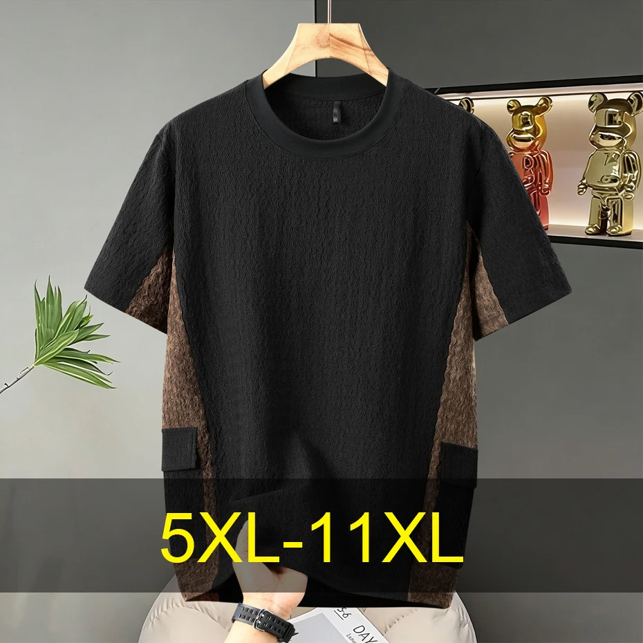 

Футболка больших размеров 10XL 11XL для мужчин, летняя, с коротким рукавом, дышащая, модная, повседневная, в стиле пэчворк, мужская футболка больших размеров 10XL 11XL