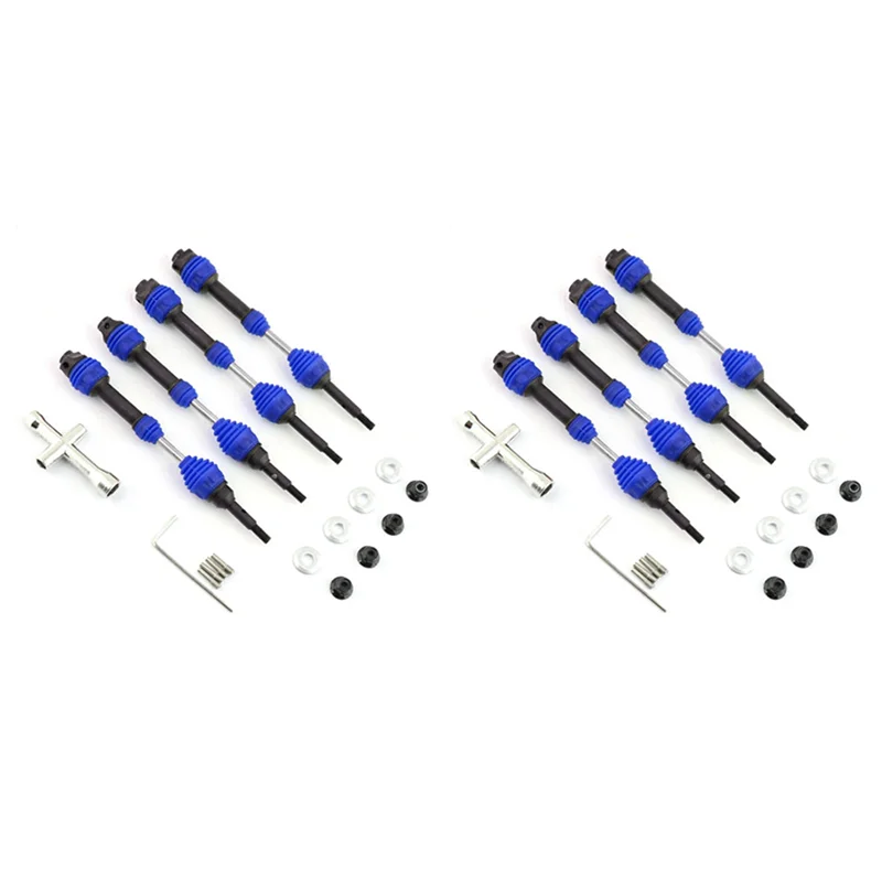 

8Pcs Steel Front And Rear Drive Shaft Driveshaft CVD For 1/10 Traxxas Slash Rustler Hoss Stampede VXL 4X4 RC Car,Blue