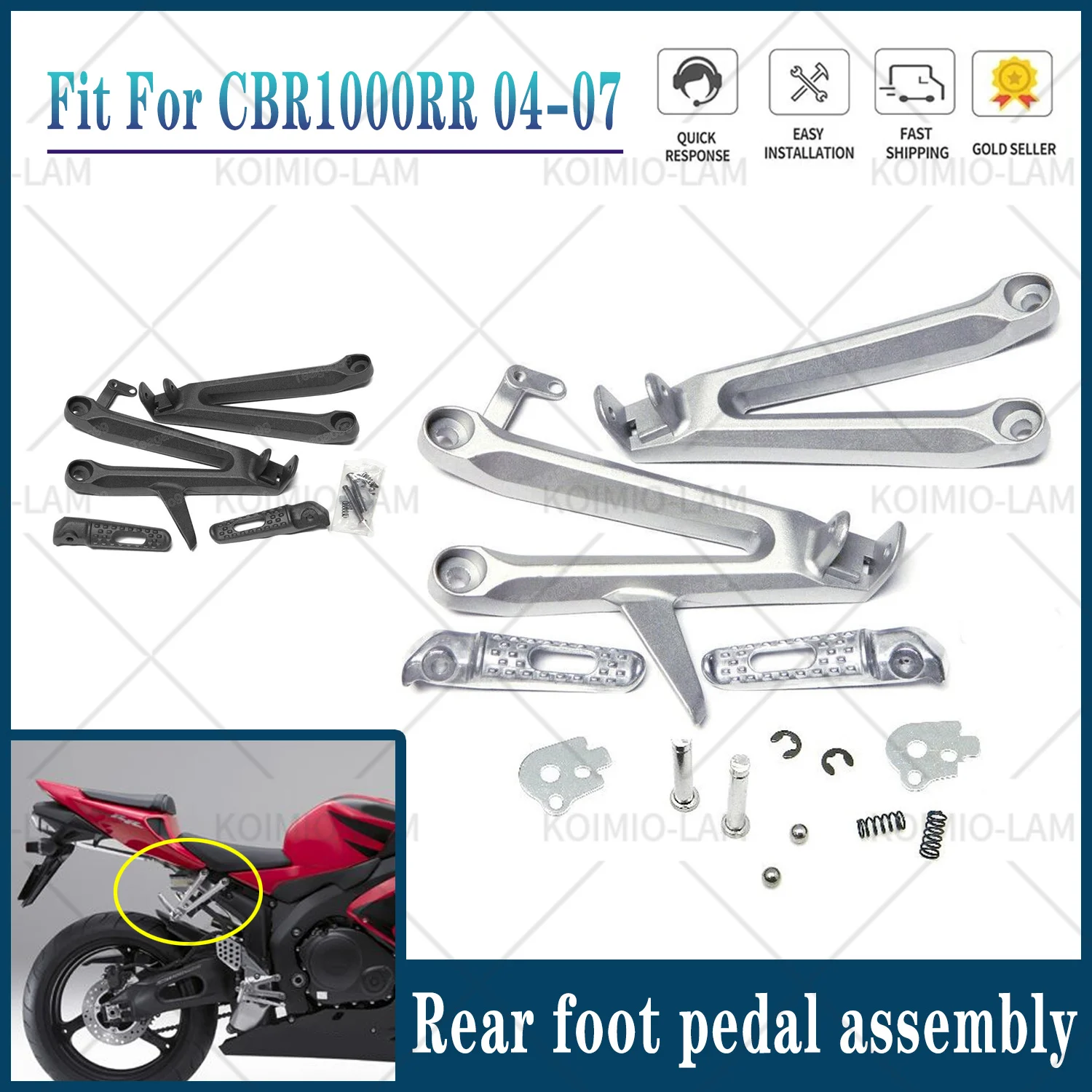 

Fit for HONDA CBR1000RR 2004 - 2007 Rear Footrests Foot Pegs Pedal Assembly CBR 1000 RR 2005 2006