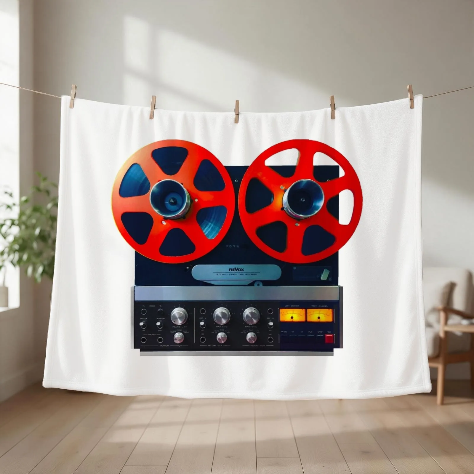 Vintage reel to reel tape recorder Throw Blanket couch cozy soft plush fuzzy picnic outdoor blanket