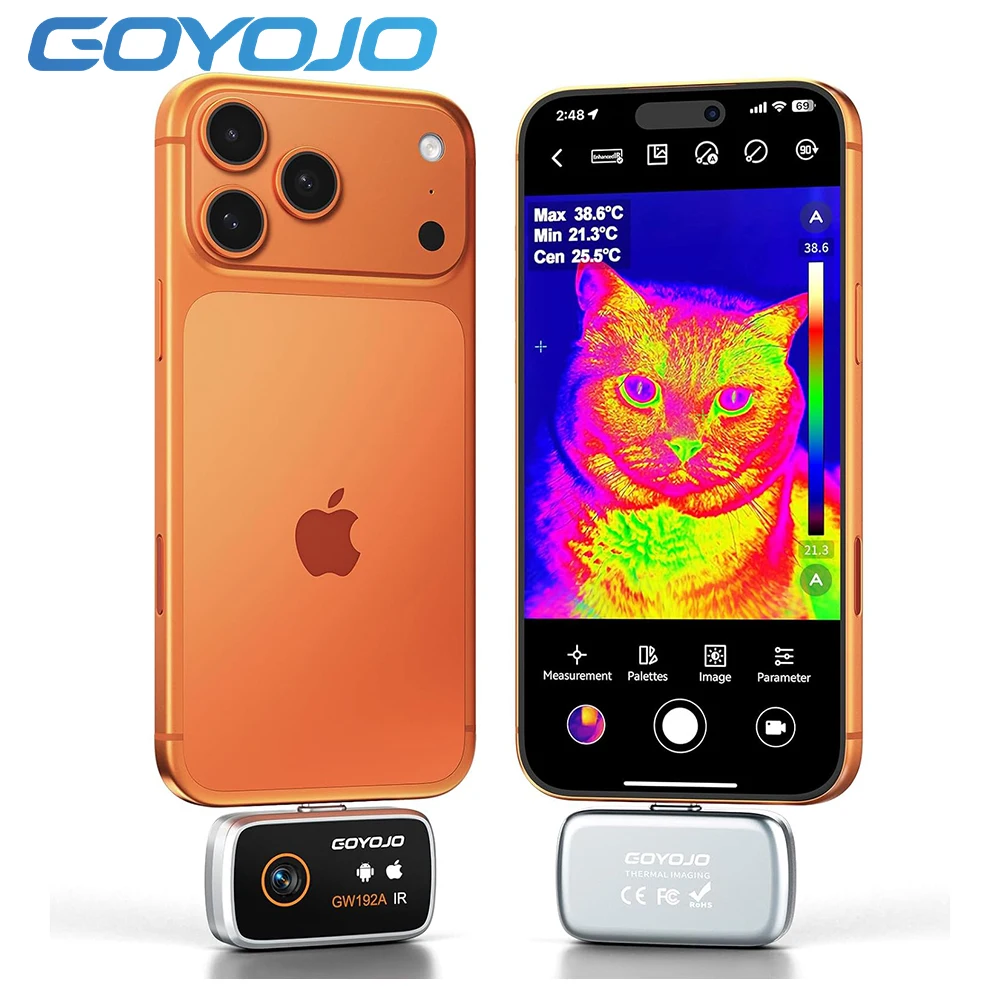 GOYOJO Тепловизионная for IOS & Android GW340 Суперразрешение 512×384, ИК‑разрешение 256×192 Mobile Phones Тепловизор Type-C Por