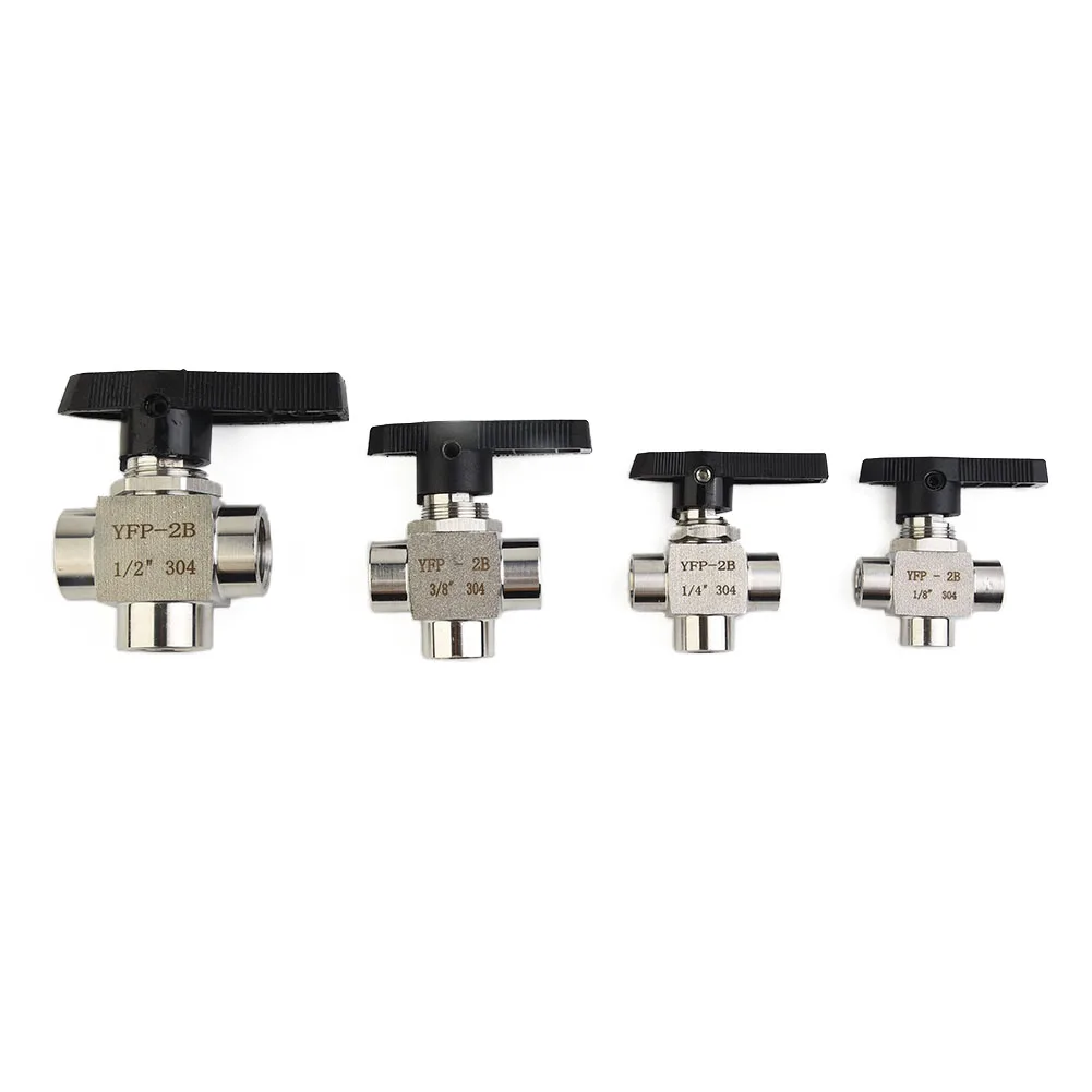 3 Way Ball Valve Water Fuel Gas Oil 304 Stainless Steel BSPP G1 2 G1 4 G1 8 G3 8 High Pressure Valve For Water