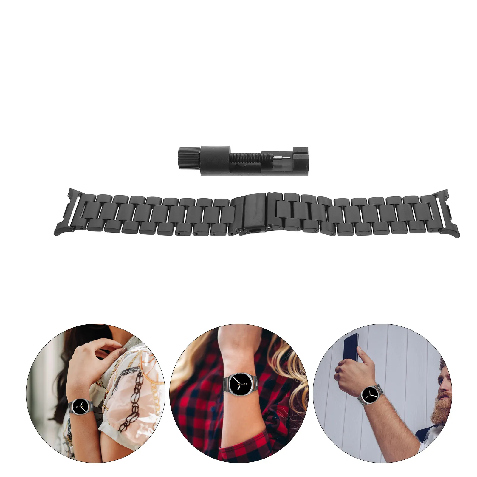 

Сменный металлический браслет для часов 8, черный, из нержавеющей стали, сетчатый, современный ремешок для часов, металлический браслет, подарок для него