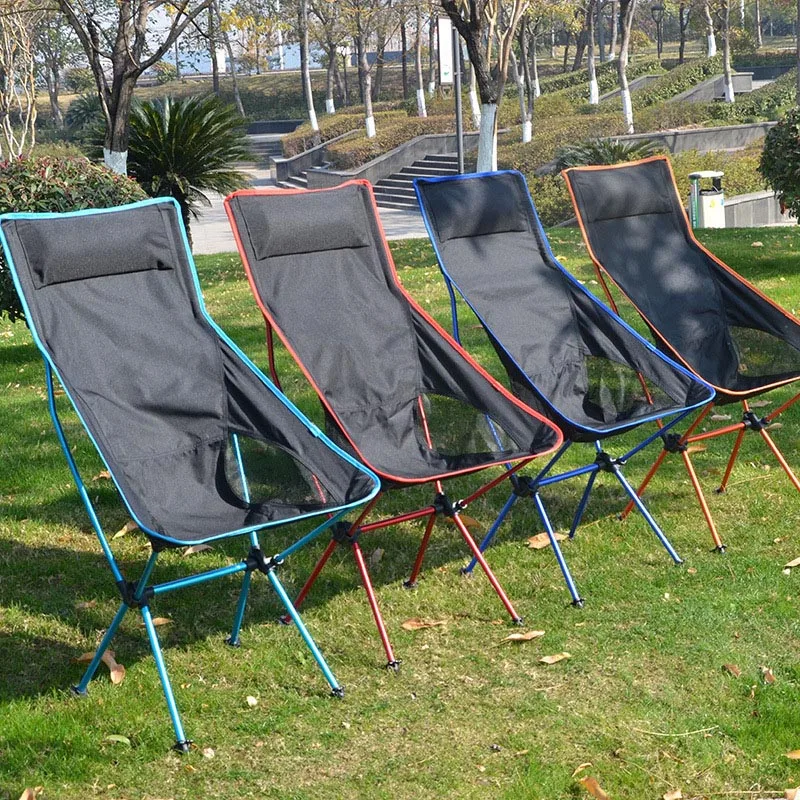 Outdoor Camping Chairs Folding Moon Chair Portable Extended Hiking Seat Beach Fishing Chair Ultralight Garden Picnic Furniture